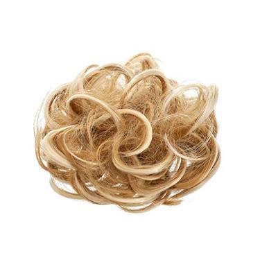 Imagem de Extensão de coque de cabelo sintético, Updo Donut encaracolado para mulheres e meninas 1 peça - Loiro mel claro 27H613