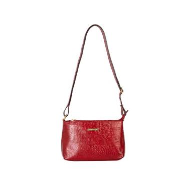Imagem de Bolsa pequena transversal de couro croco Iris - Vermelho