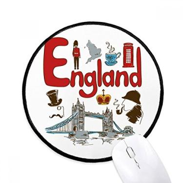 Imagem de Mouse pad padrão símbolo nacional da Inglaterra desktop escritório tapete redondo para computador