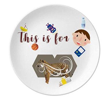 Imagem de Prato de porcelana Feline Tigers Fierce Wings Prato redondo para jantar masculino