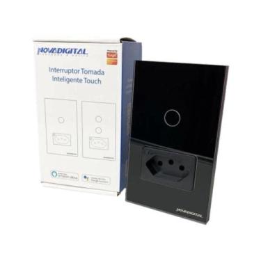 Imagem de Interruptor Tomada Inteligente Touch - Alexa, Google e Siri (Preto 1 Botão)