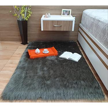 Imagem de Tapete Pelúcia Peludo 120x80 Pelo Alto 7cm Manta Capa Sofá Cor:MALTE