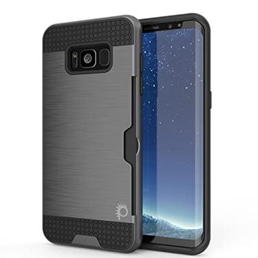 Imagem de Capa para Galaxy S8 Plus, Punkcase [Série Slot] [Slim Fit] Capa protetora de camada dupla com sistema anti-choque integrado, compartimento para cartão de crédito e protetor de tela PunkShield para Samsung Galaxy S8+ [Cinza]