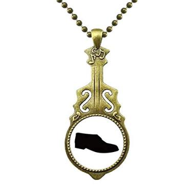 Imagem de DIYthinker Colar masculino com silhueta de sapatos de couro preto antigo com pingente de música