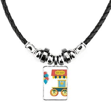 Imagem de DIYthinker Incrível colar com ilustração de cachorro-quente Funny Park joia torque pingente de corda de couro