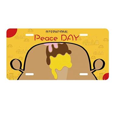Imagem de DIYthinker Placa de licença rosa marrom amarelo doce sorvete etiqueta decoração de carro dia da paz