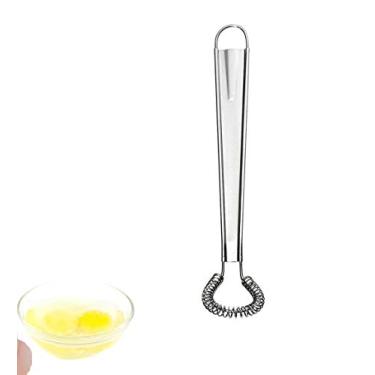 Imagem de (Sliver-Steel coil) - Stainless Steel Mini Spring Egg Beater Silicone Whisk Magic Hand Held Sauce Stirrer Blender Milk Frother Foamer Coffee Mixer (Steel Coil)