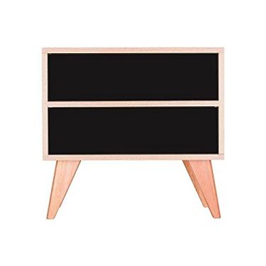 Imagem de Mesa de Cabeceira Retrô com Portas Bréscia Carvalho e Preto