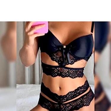 Imagem de LINGERIE FASCINO - Conjunto Em Microfibra Com Detalhes Em Renda Vermelho Tamanho GG REF:227
