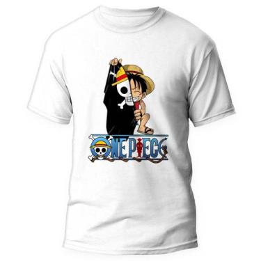 Imagem de Camiseta One Piece Luffy Bandeira Pirata Unissex - Kamisetas Otaku