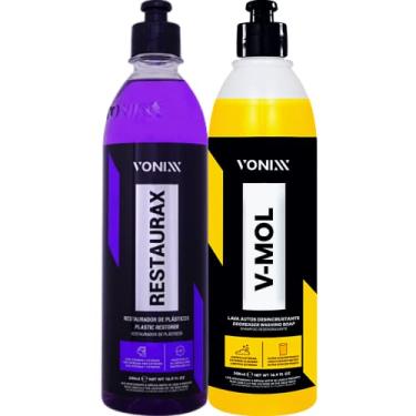 Imagem de Kit Restaurador Revitalizador de Plasticos Shampoo Desengraxante Automotivo V-Mol 500ml Vonixx