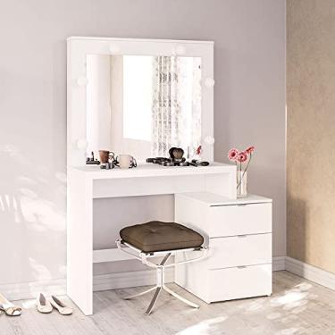 Imagem de Penteadeira Vitória 3 Gavetas Camarim para 6 Lâmpadas Branco Politorno