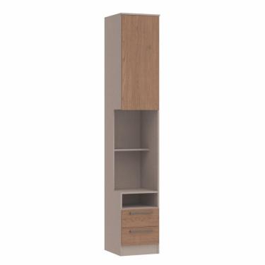 Imagem de Mesa de Cabeceira Modulada Reto 1 Porta 2 Gavetas Requinte+ Móveis Castro Duna Line/Macadâmia