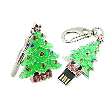 Imagem de 128 GB metal forma da árvore de Natal USB 2.0 Flash Drive Pen Memory Stick USB Stick USB Flash Disk USB Thumb Drive disco USB Stick U disco pendrive (verde)