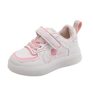 Imagem de Tênis para meninas sapatos infantis iluminação LED sapatos casuais meninos meninas estudantes branco rosa bonito sola macia meninas buts, Rosa, 7.5 Toddler