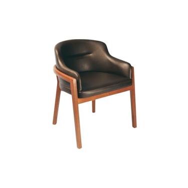 Imagem de Poltrona Baixa Tramontina Porto com Base em Madeira Tauarí Amêndoa com Acabamento Verniz Incolor e Estofado Café