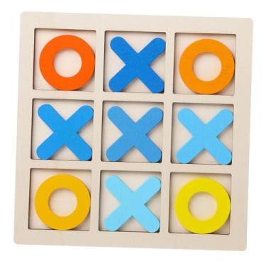 Imagem de shamjina Tic tac toe de madeira cérebro teaser xo jogo de tabuleiro de xadrez interativo artesanal jogo de mesa de café para crianças adultos favores de festa, amarelo