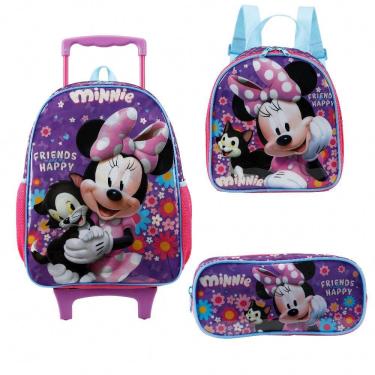 Imagem de Kit Mochilete, Lancheira e Estojo Disney Minnie X1 Violeta Ref: 11400, 11404 e 11405 Xeryu`s