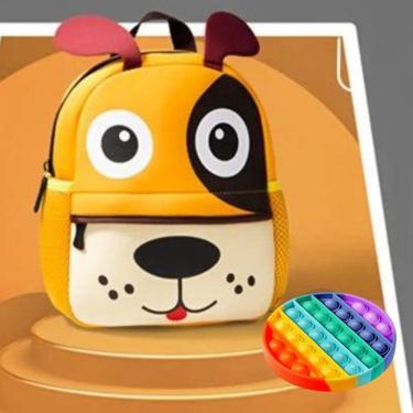 Imagem de Mochila Infantil Escolar Creche Volta As Aulas Cor Amarelo + Um Pop Ut Fidget Brinquedo