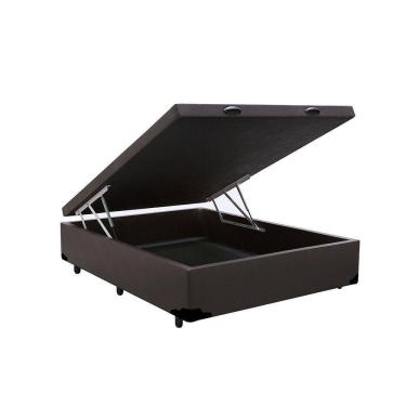 Imagem de Base Cama Box Com Bau Casal Corino Marrom 43x138x188