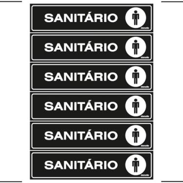 Imagem de Combo 6 Placas De Sinalização Sanitário Masculino 30x7 Ekomunike - A-431 F9e