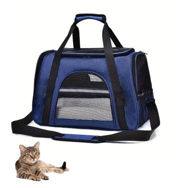 Imagem de Bolsa Transporte Cachorro Gato Cachorro Pet Faixa Refletiva Pequeno Porte Viagem Passeio Carro Onibus Aviao