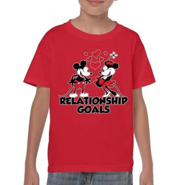 Imagem de Camiseta juvenil Steamboat Willie Relationship Goals Timeless Classic Vibe Retro Cartoon Iconic Vintage Mouse Kids, Vermelho, GG