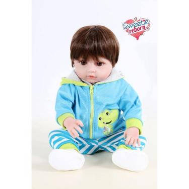 Imagem de Bebê Reborn de Silicone Menino com Roupa de Girafinha