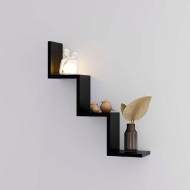 Imagem de Kit Prateleira Nicho Buzios Preto para Quarto Sala Livro