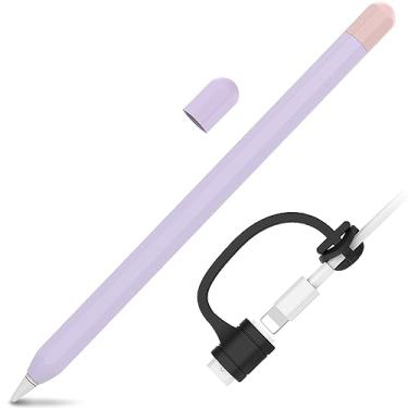 Imagem de LJFLYXRI Capa para Apple Pencil 1ª geração, design antirolagem de duas cores, aderência confortável e proteção aprimorada, transforme seu lápis com a capa clássica com aderência perfeita (roxo e rosa)