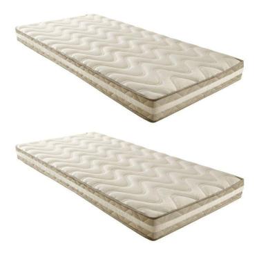 Imagem de Kit com Kit com 2 Colchões Solteiro D33 Plus Duoface 14x88x188cm Unique Rustico Bege