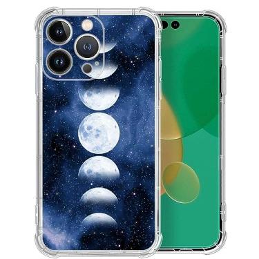 Imagem de Bvkilrvc Capa compatível com iPhone 15 Plus, capa protetora transparente gradiente lua estrelada noite estrelada para iPhone 15 Plus design de plástico à prova de choque TPU capa protetora