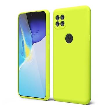 Imagem de oakxco Capa de silicone para Motorola Moto One 5G ACE (One 5G UW Ace), capa de telefone de gel de borracha macia para mulheres e meninas, ajuste fino, protetor estético TPU bumper com aderência, amarelo neon