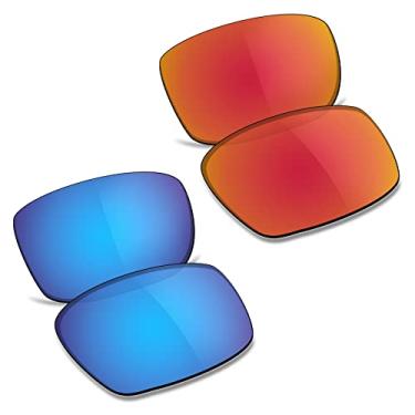 Imagem de TRUSHELL Lentes de reposição polarizadas para óculos de sol Oakley Gascan OO9014 - Vermelho (Fire Red+Ocean Blue)