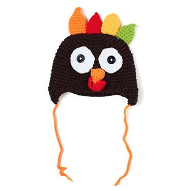 Imagem de Gorro de peru de Ação de Graças, chapéu de malha marrom para bebês, acessórios para fotografia de outono e Ação de Graças, Marrom, 2-3 Anos
