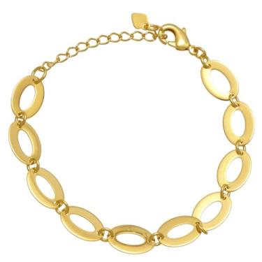Imagem de Pulseira Feminina Elos Ovais Vazados Semijoia Folheada em Ouro 18K Softjoias