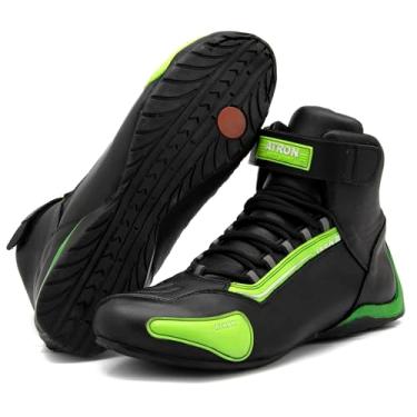 Imagem de Tenis Motociclista Cano alto Couro forro tex espumado 311AATR (Preto-Branco-Verde, BR, Adulto, Numérico, 40)