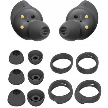 Imagem de ALXCD Kit de ganchos de ouvido compatível com fones de ouvido Galaxy Buds FE, P/M/G 3 pares de pontas de fones de ouvido de silicone, P/L 2 pares de ganchos, compatível com Galaxy Buds FE SM-R400 6+4