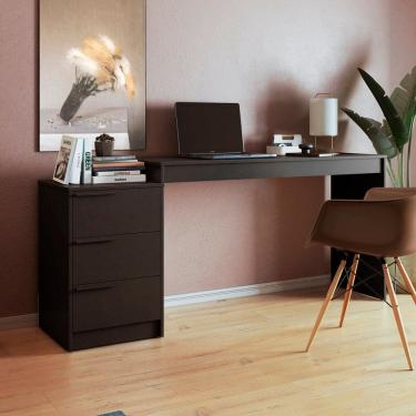 Imagem de Escrivaninha 3 Gavetas em Mdp Moderno Preto