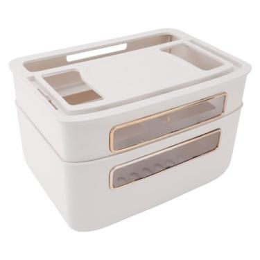 Imagem de Caixa de Armazenamento do Roteador, Caixa de Roteador de Gerenciamento de 2 Camadas à Prova de Poeira Com Tampa para Modem, Cabo de Rede