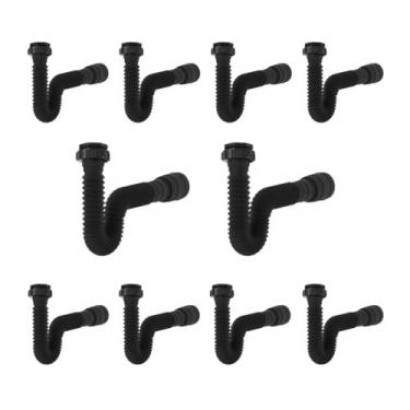 Imagem de Delflex, Kit 10 Sifão Sanfonado Preto Cozinha Pia Banheiro Tanque