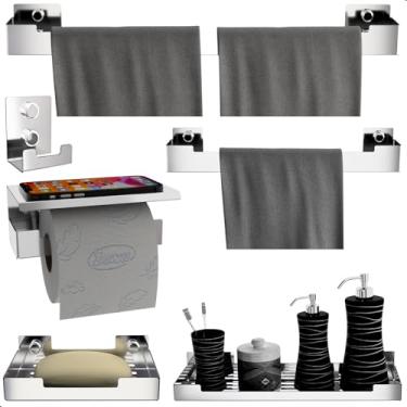 Imagem de UNIDAS STORE, Kit de Acessórios Para Banheiro Inox 6 Peças UN.ELG