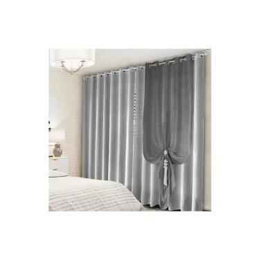 Imagem de Cortina Donna 420x250 cm Dual Helena com Xale Cinza