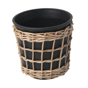 Imagem de Ioensy Vaso de plantas trançado, vaso de flores, recipiente feito à mão, cesta de plantio com furo de drenagem para sala de estar, peitoril da janela, 11.5 Cm X 11.5 Cm