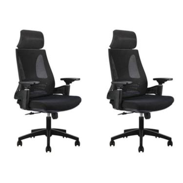 Imagem de Kit 2 Cadeiras Office Diretor Toledo com Apoia Cabeça e Braços 3d Nr17 Preto