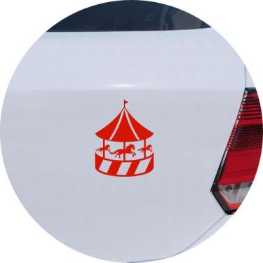 Imagem de Adesivo de Carro Carrossel com Cavalos Infantil - Cor Vermelho - Melho