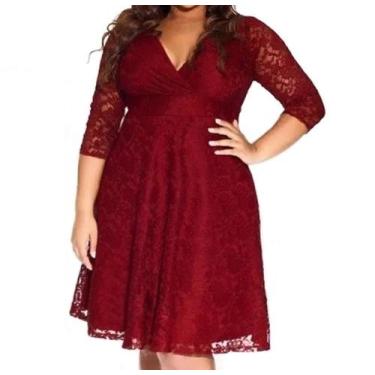 Imagem de Vestido Festa Plus Size Batizado Renda Madrinha Aniversario - Bella Fe