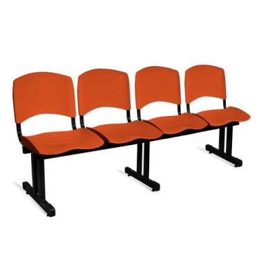 Imagem de Longarina Plástica 4 Lugares A/E Laranja Lara - Ideaflex