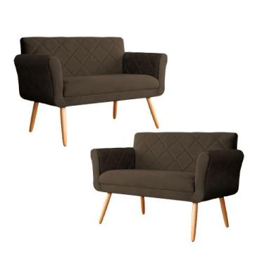 Imagem de Kit 02 Sofás Isabela Veludo Cores - DS Estofados, Marrom