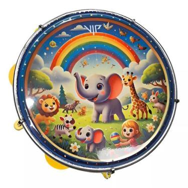 Imagem de Pandeiro Infantil Junior 8 Pele Leitosa Abs Chave Afinação - VIP Percu